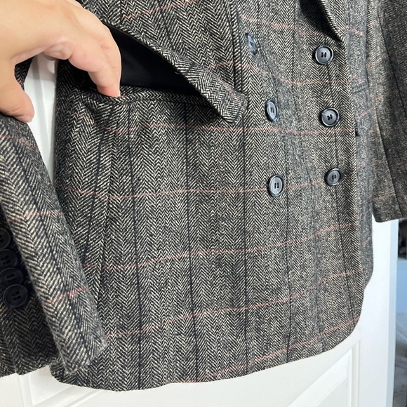 Treasure & Bond Plaid Double-breasted Blazer S Windowpane Herringbone - Picture 6 of 15